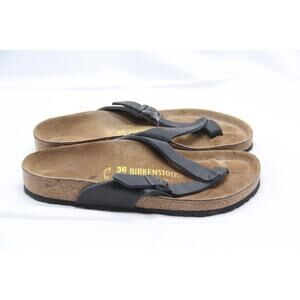 Birkenstock Adria Thong Sandals Womens EU36 US 5-5.5 Black Leather Slip On